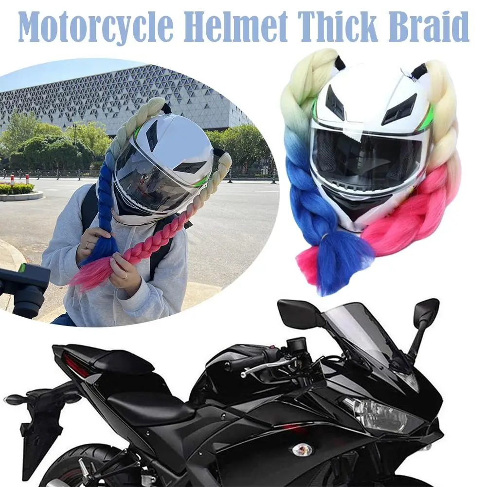 Helmet Decoration Braids Motorcycle Universal Helmet Braid Fashion Braid Decor Style Punk Thick Dreadlocks Hair Ponytail He U7J1