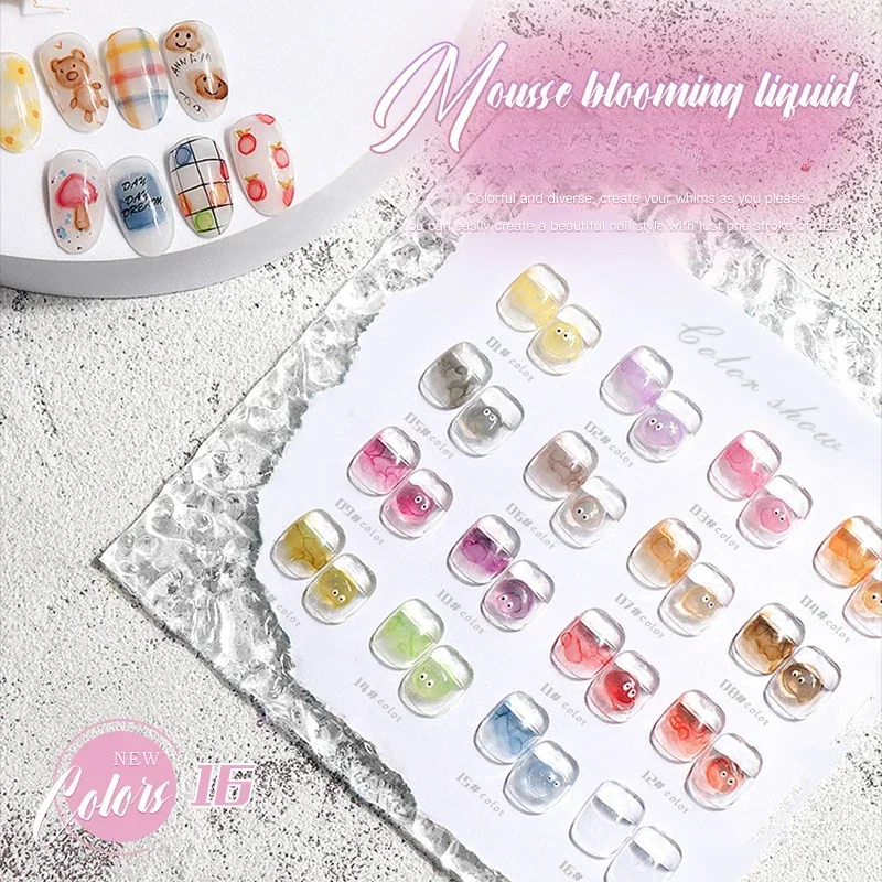 

15ML Blooming Nail Polish Marble Ink Smoke Effect Gel Watercolor Ink Nail Art Blossom Gel Semi Permanent Soak Off UV Gel Varnish