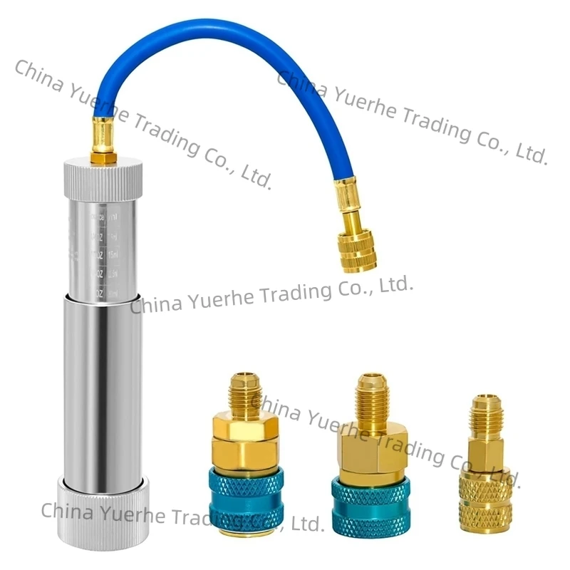

AC Oil Dye Injector Backflow Prevent Kit, With R134A & R1234YF Low Side Quick Coupler, R410A Mini Split Adapter