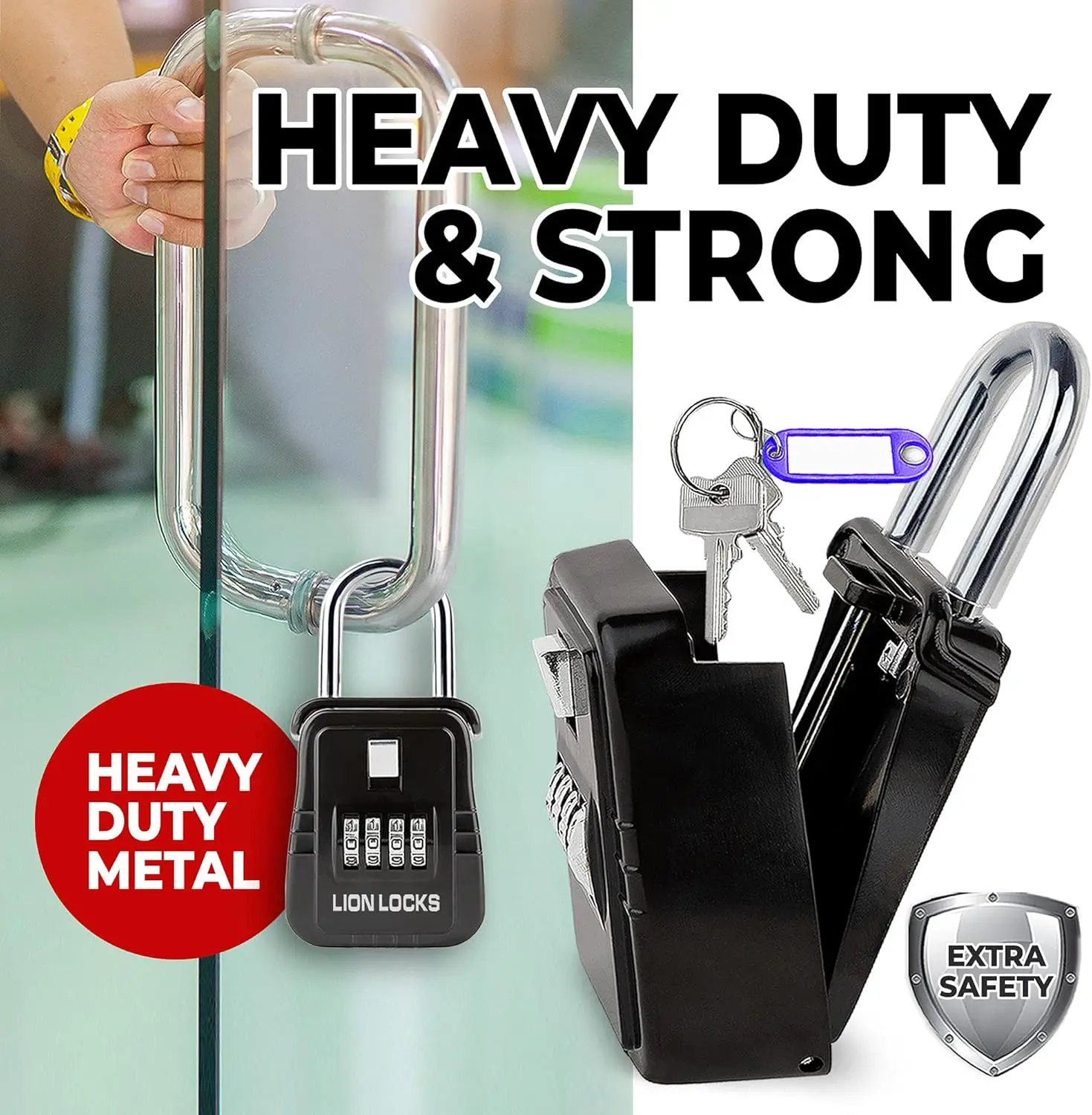 1500 Key Lock Box with Resettable Code, Heavy-Duty Outdoor Lockbox for Keys, Holds 5 Keys (12 Pack, Black)