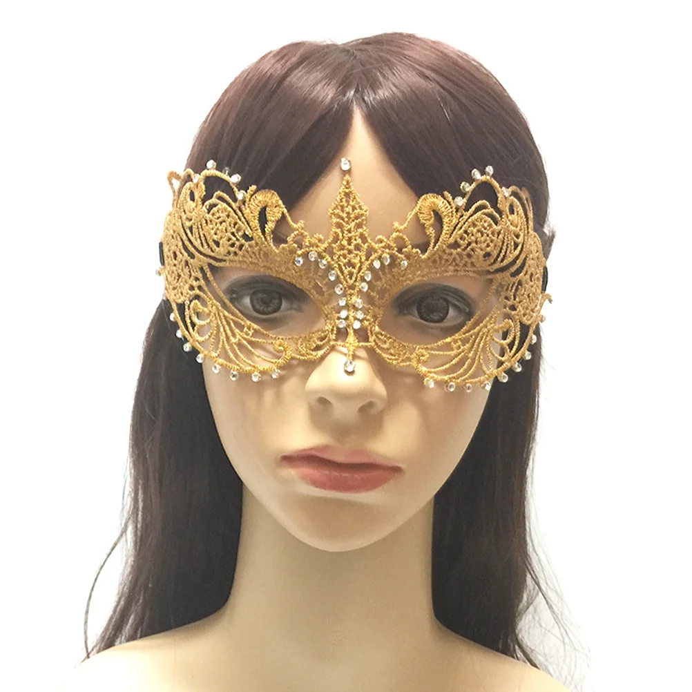 

Eye Catching Black Lace Mask Diamond Masquerade for Women Durable Comfortable Cosplay Costume Party Mysterious