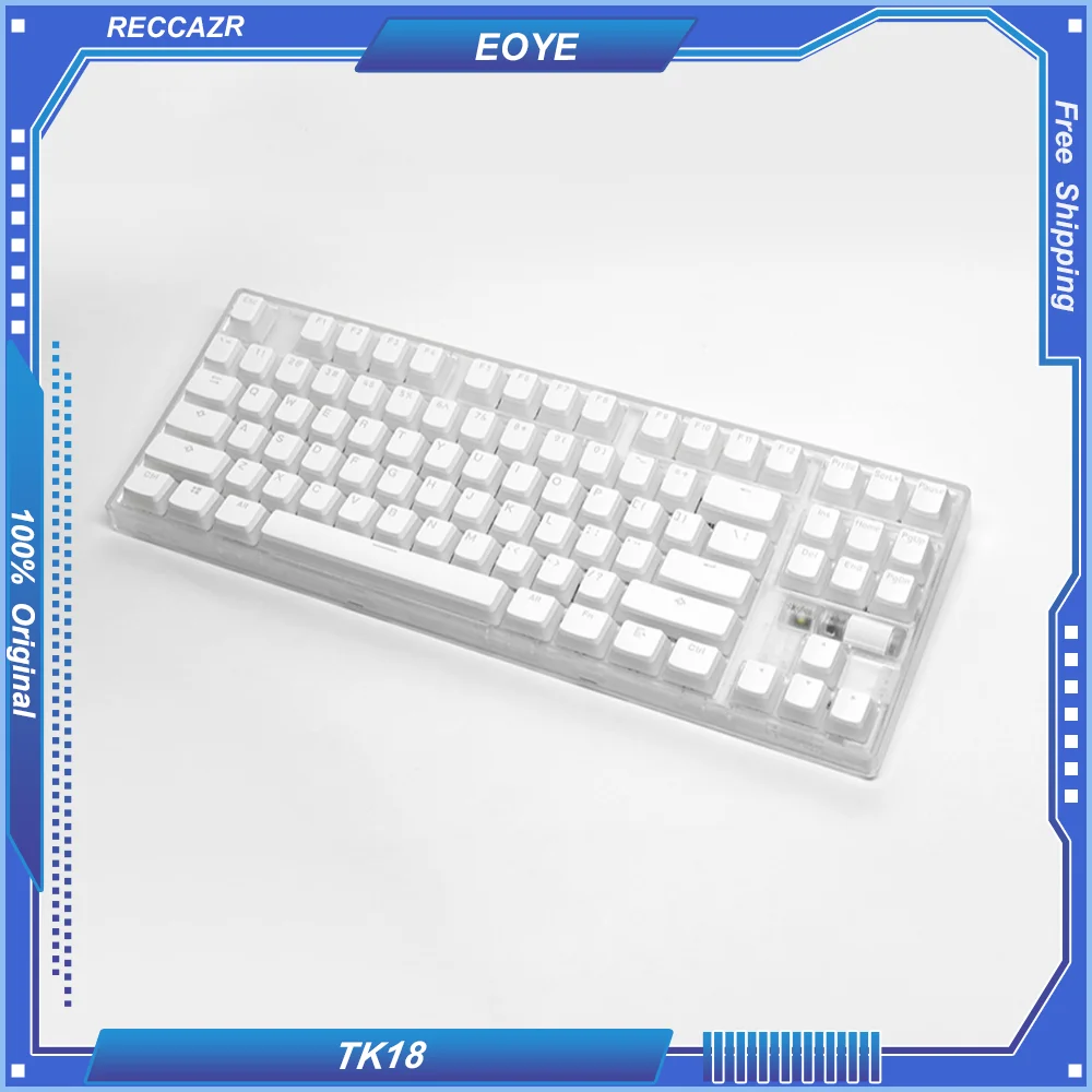 

RECCAZR TK18 Mechanical Keyboard 80% Layout Customized Hot Swap 3-mode Wireless BT/2.4G/Wired Side Engraved Translucent Keycaps