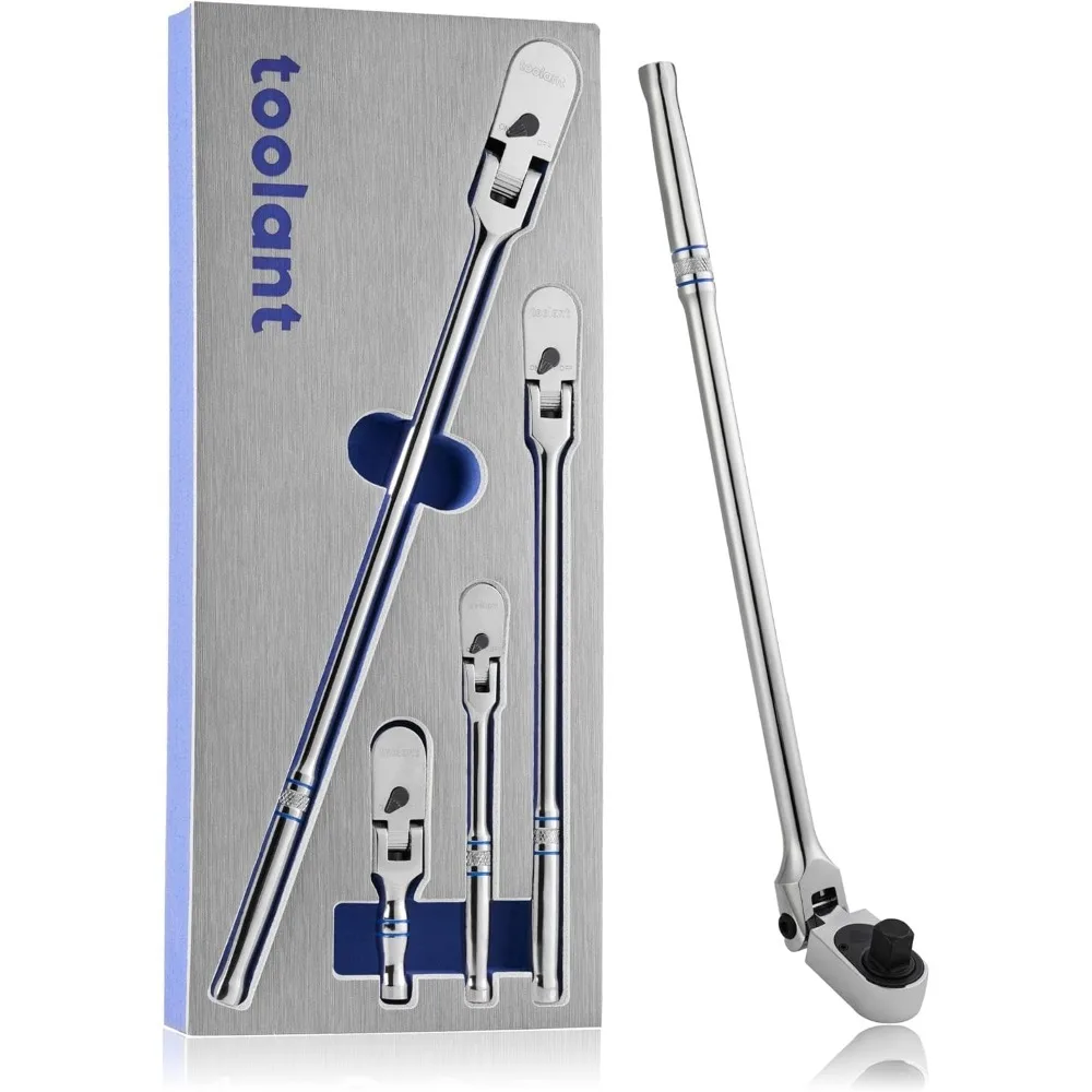 

4Pcs Flex Head Ratchet Set, 1/4“&3/8"&1/2" Drive Gear Wrench Compact Head Ratchet Wrenches