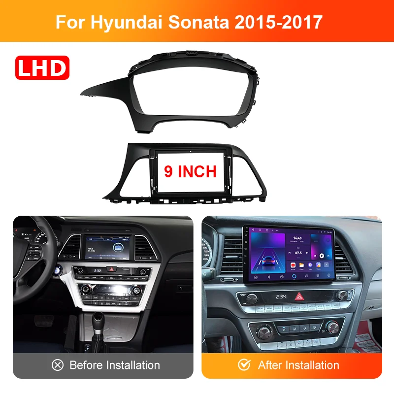 Car GPS Navigation For HYUNDAI SONATA 9 2015 2016 2017-2019 Stereo Radio Fascias Panel screen Frame Fit Dash Trim Kits