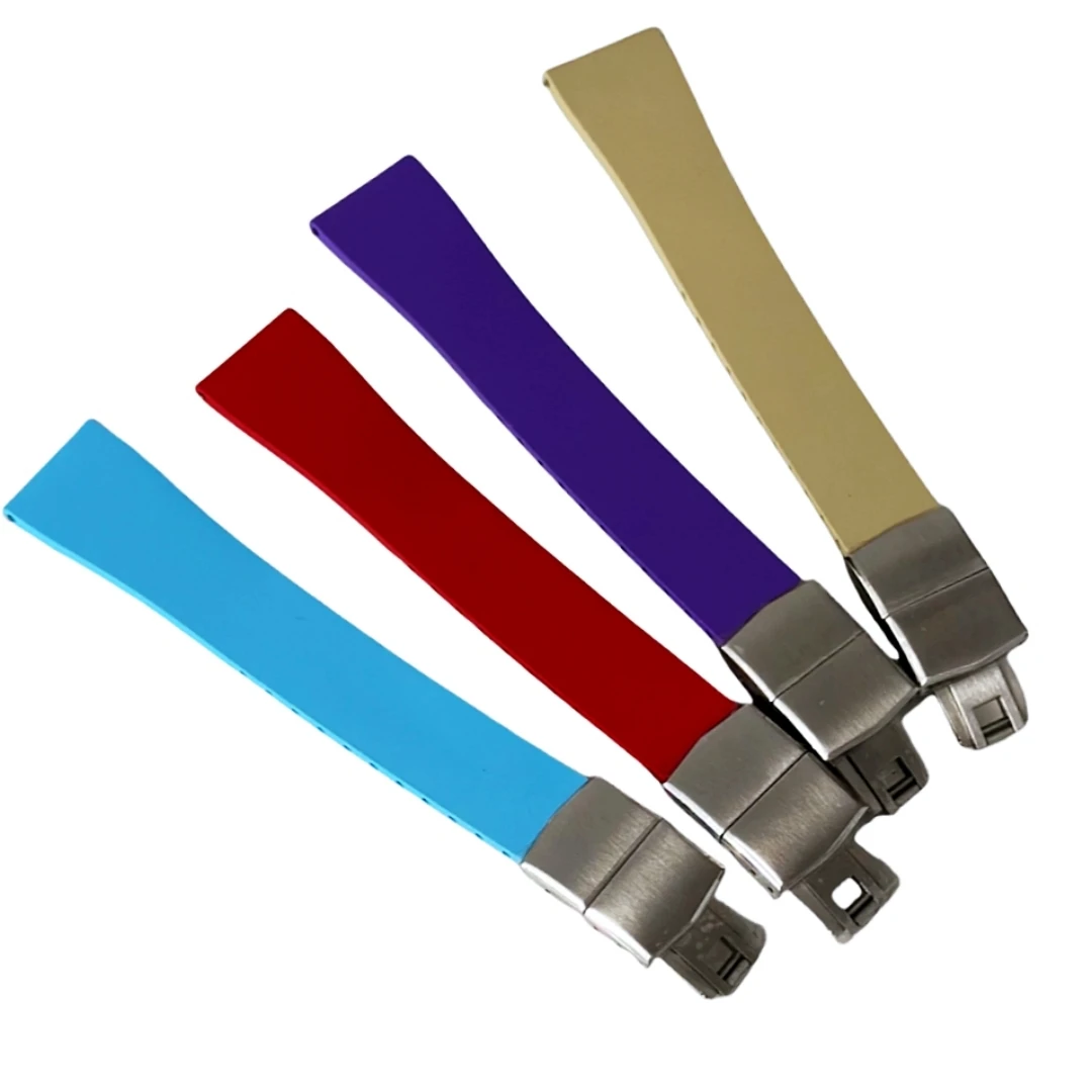 CTS Fluororubber Watch Strap 16mm 18mm 19mm 20mm 21mm 22mm Quick Release Butterfly Buckle New CTS FKM Strap For Cut To Size