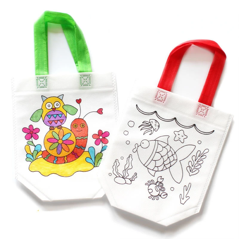 24pcs Cute Cartoon Coloring Bags Reusable Carnival for Birthday Party DIY Art Crafts or  Favors Supplies Christmas