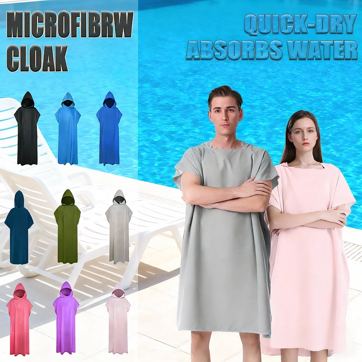 

Быстросохнущее полотенце из микрофибры с высокой впитывающей способностью, халат-пончо, гидрокостюм для плавания, пляжного серфинга, дайвинга, полотенце для пота