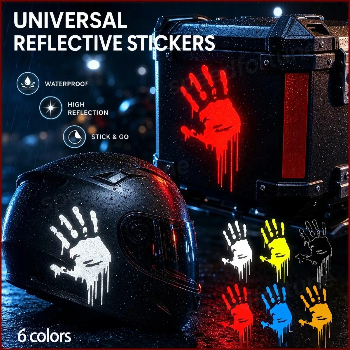 Hand Print Reflective Helmet Stickers Waterproof Vinyl Decals For NMAX155 PCX MT07 Motorcycle Scooter Box Decor Mod Accessories