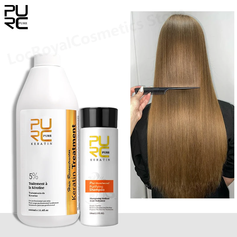 

PURC Brazilian Keratin Hair Treatment Set Soften Smoothing Straightening Cream Repair Damaged Frizz Shampoo Hair Care Kits