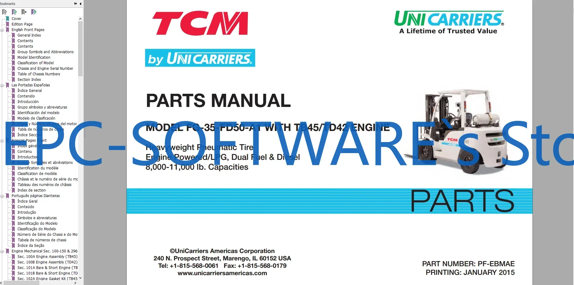 

EPC-OFTWARE Вилочный погрузчик Unicarrier Claas I - Claas V Parts Catalog и руководство по обслуживанию