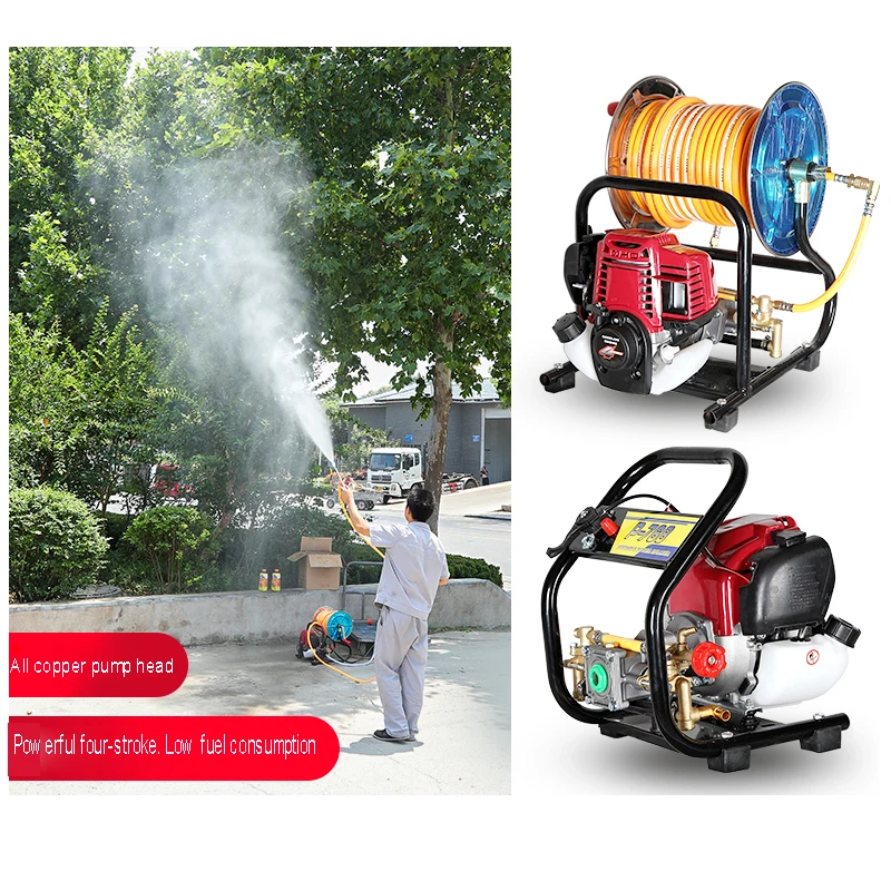 Four-stroke Gasoline High-pressure Sprayer Roll Tube Integrated  Garden Fruit Tree Disinfection Flushing Pump Sprayer