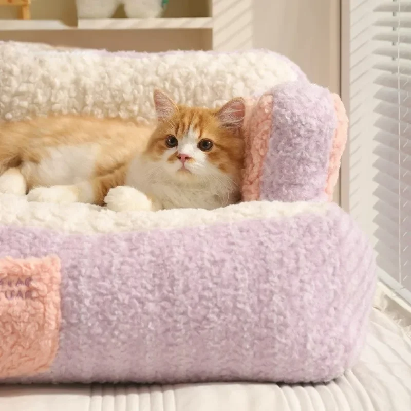 Cake Sofa Cat Nest Autumn and Winter Warm Cotton Cushion Thickened Winter Sleeping Nest Small Dog Bed Pet Supplies Accessories