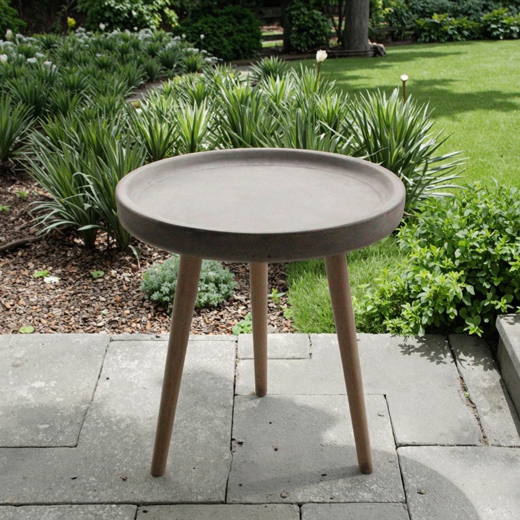 Moderner runder Couchtisch mit dekorativen Beinen aus Kiefernholz für Wohnzimmer, Garten oder Küche, Wohnmöbel