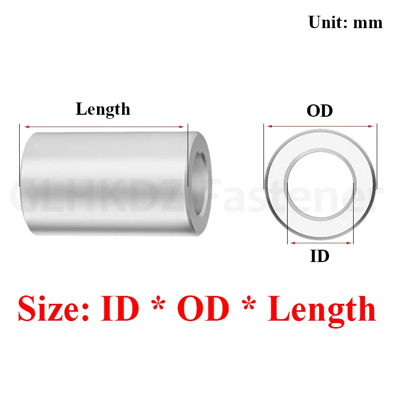 M3 M4 M5 M6 304 Stainless Steel Bushing Washer Gasket Unthreaded Round Hollow Standoff Spacer Sleeve Length 2-40mm