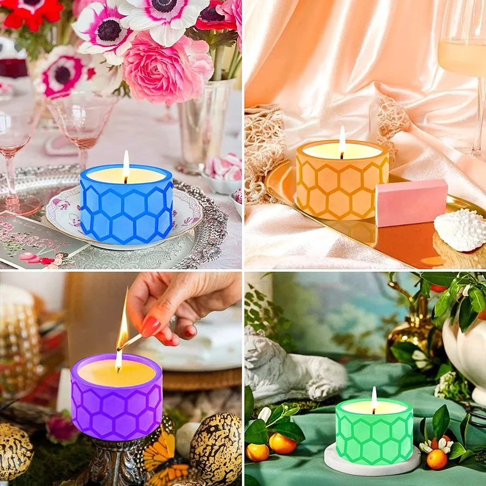 3D Bee Candle Tin Molds DIY Epoxy Resin Mould Candle Vessels Organizer Box Cement Concrete with Lids Silicone Mold قوالب سيلكون