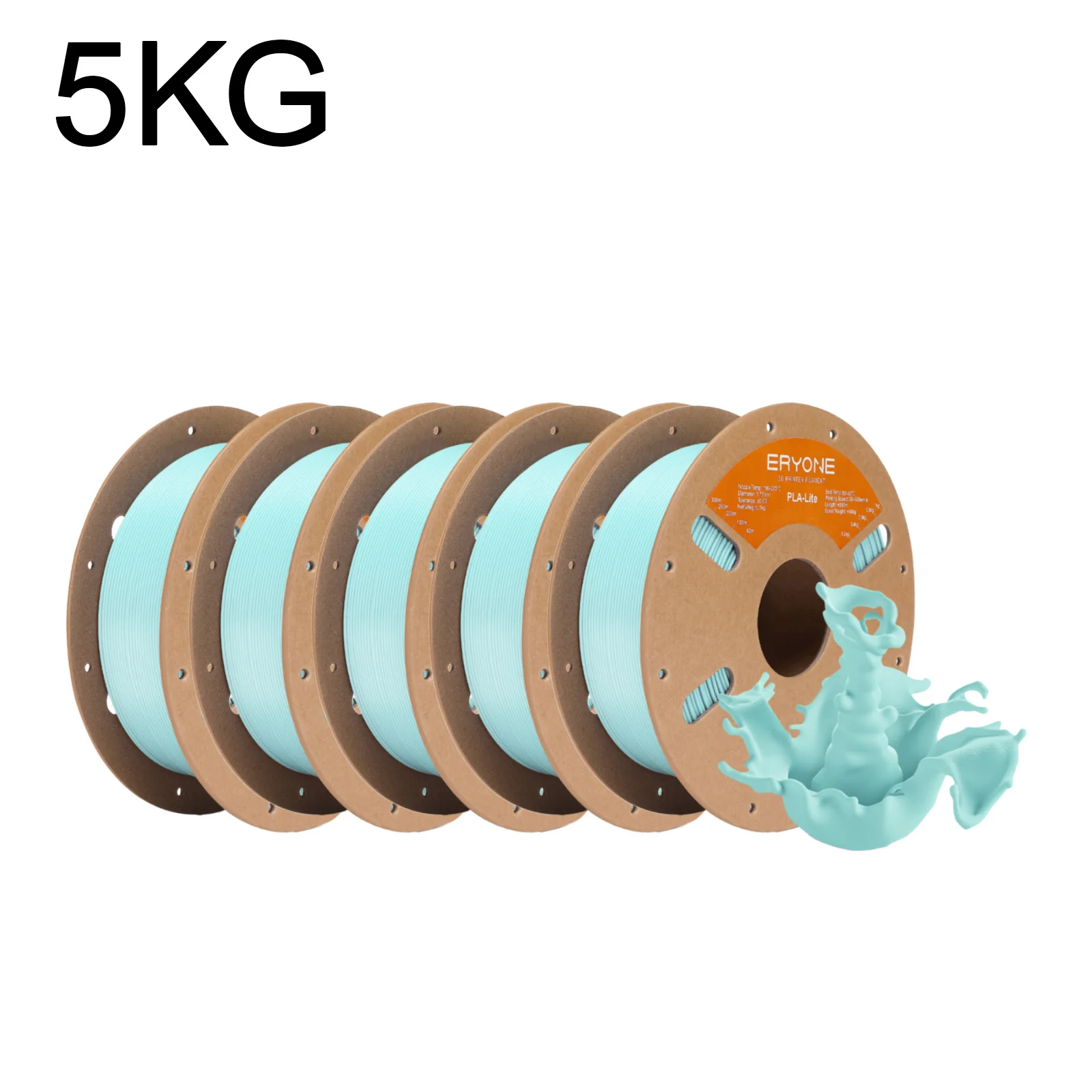 ERYONE 5KG PLA-Lite 1,75mm 5er-Pack, Leichtgewichtiges PLA 3D-Drucker-Filament, Matt-Finish Ohne Schichtlinien, 5x1kg Sortierte Farben