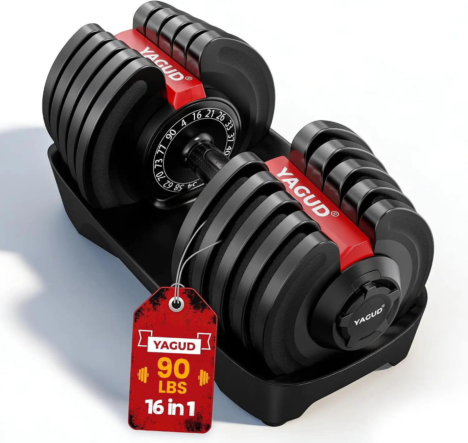 Adjustable Dumbbell Set, Adjustable Weights Dumbbells, 52.5/90 lbs | 12/16 Levels Adjust,1 Hand Rotation, Safety Lock System