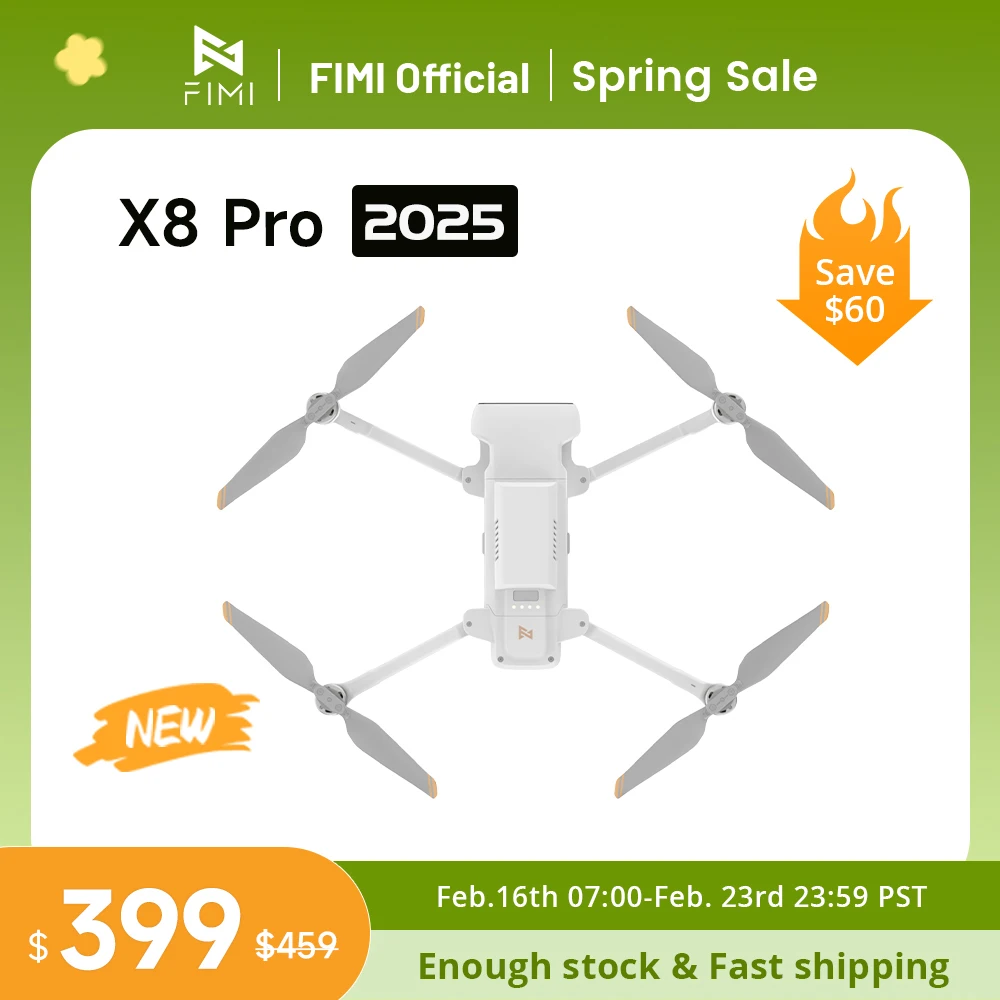 

FIMI X8 Pro 2025 new drone GPS AI Super Night Video 4K 60fps 20KM range 3-axis Gimbal 1/1.3-inch 48Mp CMOS sensor Smart Tracking