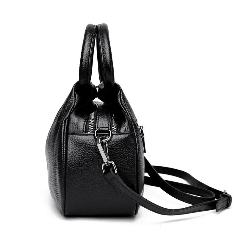 100% cowhide High Quality Leather Women Crossbody Shoulder Bag Luxury Solid color Cow Leather Handbag Female Messenger Tote Sac