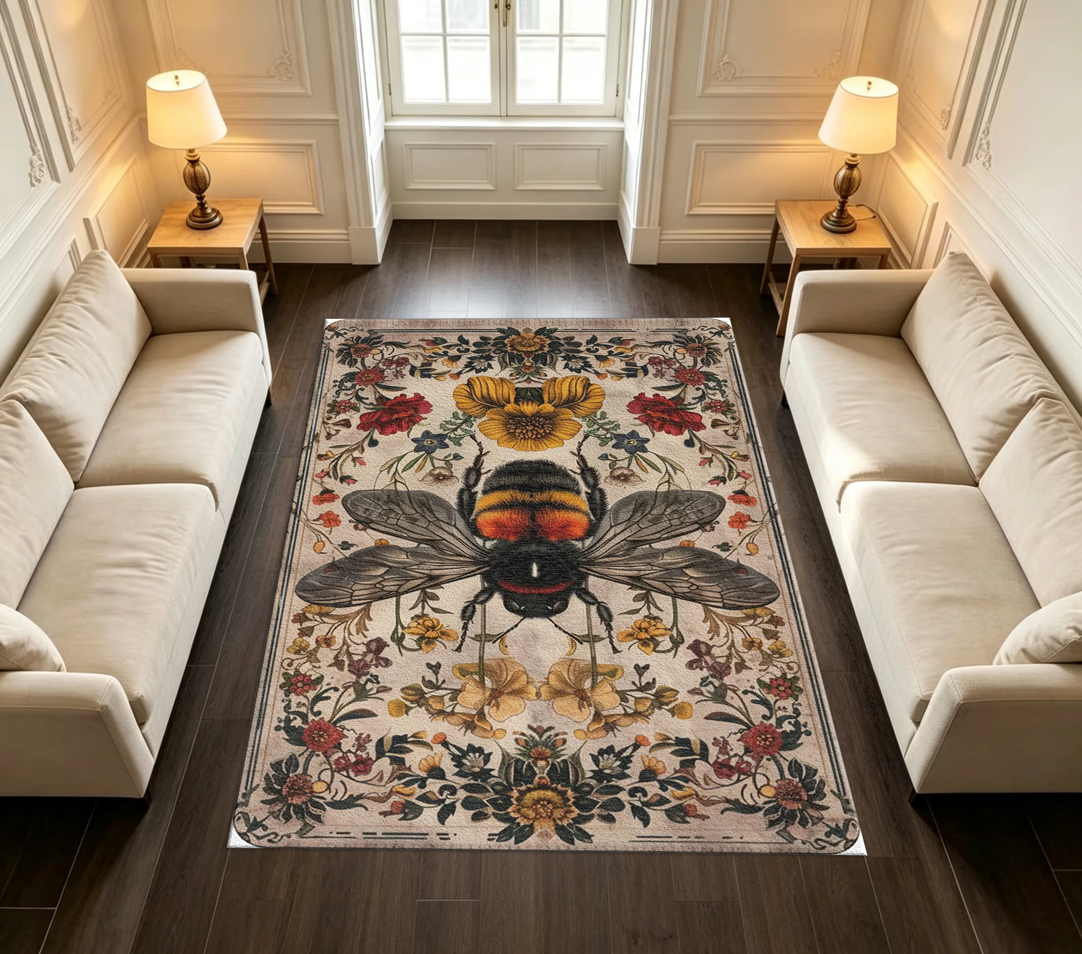 Leopard With Red Roses Wild Animal Fashion Home Decor Area Rug