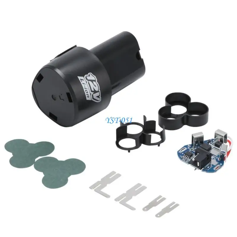 E15A Caixa plástico para DC12V 3S 18650 Lithiums Titular Chave fenda Broca Caixa bateria