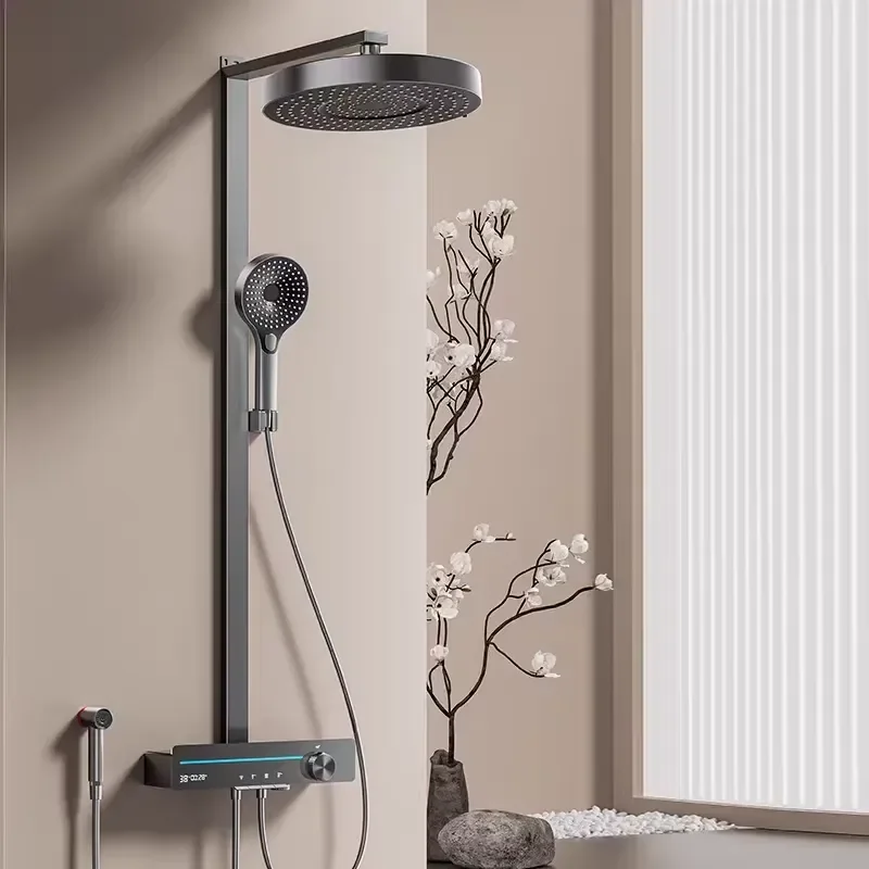 Hotel-Grade Chrome LED Thermostatic Shower System Single-Handle Bath Shower Faucets Soft Rain Massage Jet Made Ceramic view 4