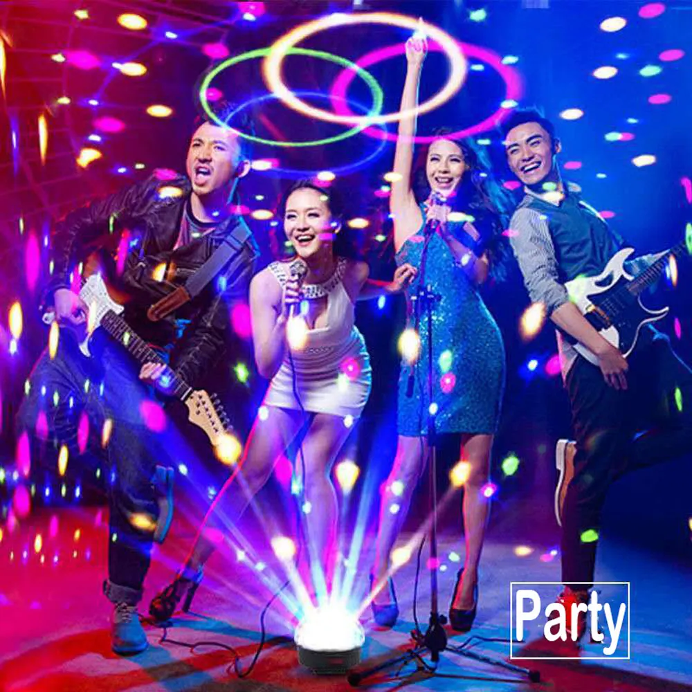 Rotating DJ Magic Mirror Disco Ball LED Karaoke Party Lights Stage Laser Projector Nightclub Bar Show Evening Game Disco Light