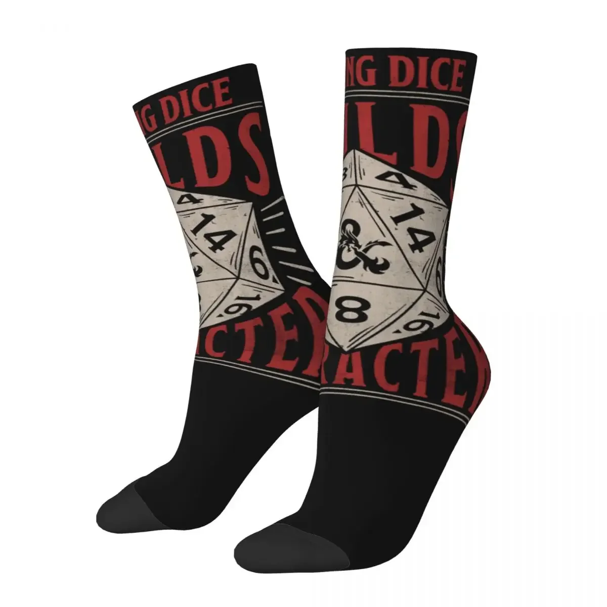 

Funny Men's Socks Casual DnD Rolling Dice Builds Character Sock 3D Printing Game Sport Women's Socks Spring Summer Autumn Winter