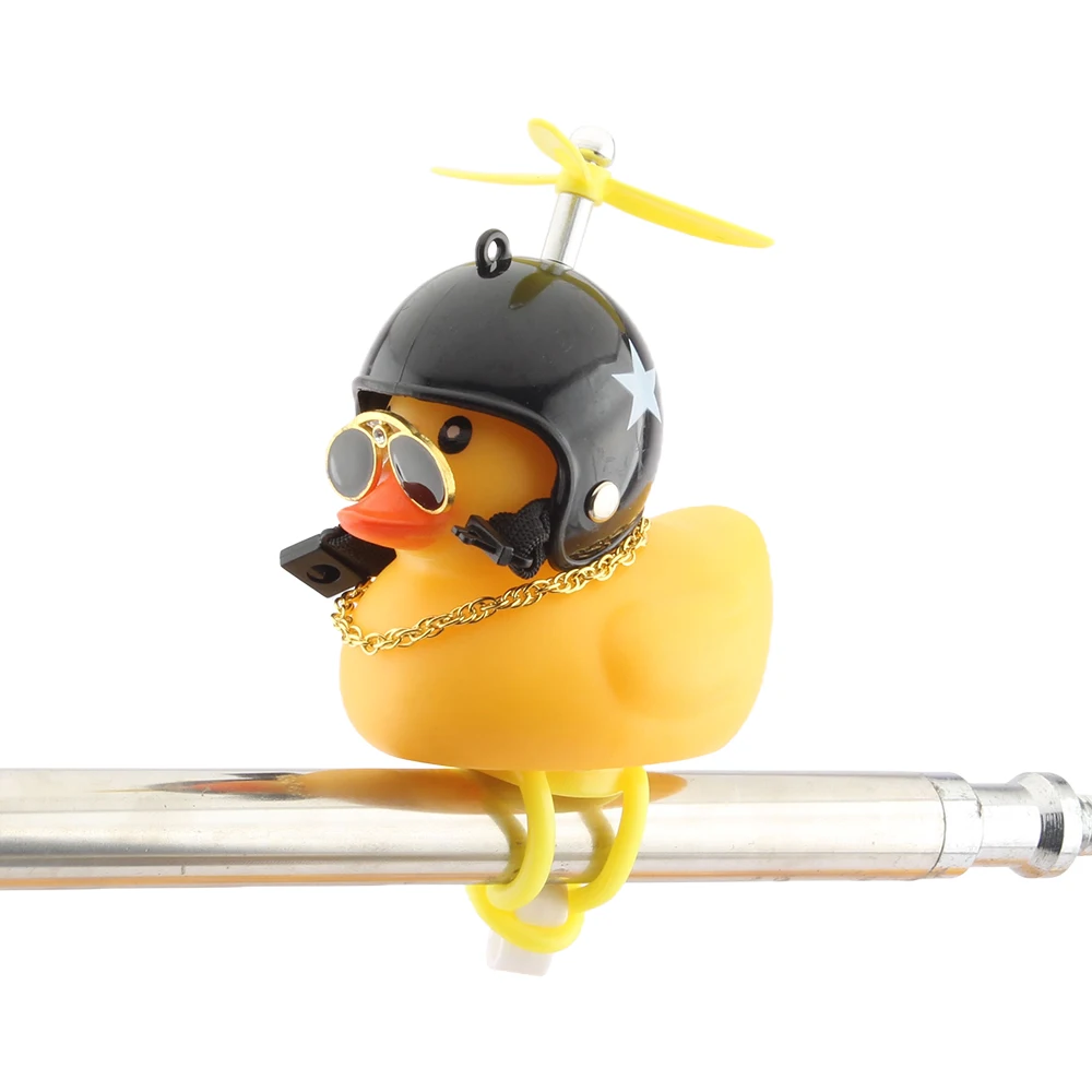 Motorcycle Accessories Cute Duck with Propeller Helmet Broken Wind Rubber Duck Toy Car Bicycle Small Yellow Duck Decor Ornaments