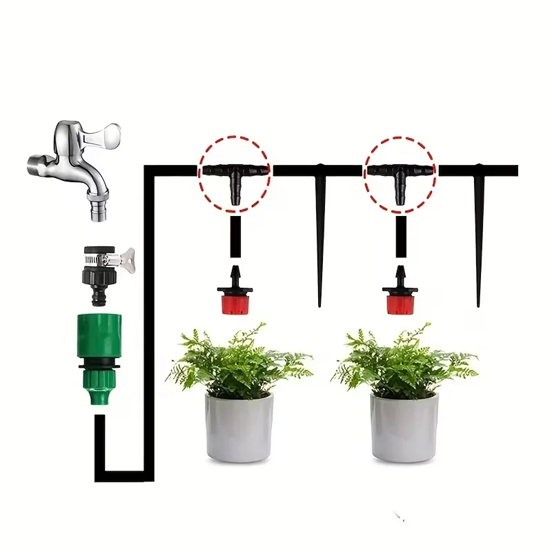 Watering Nozzle, Garden Hose Nozzle, Irrigation Cross Connector, Plastic Drip Irrigation Hook, Hydroponic Three-Way Connector