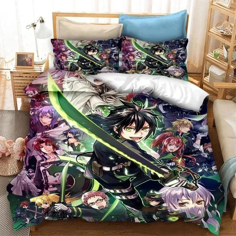 3D Print Anime Seraph of the End Mikaela Hyakuya Bedding Set Boys Girls Twin Queen Size Duvet Cover Pillowcase Bed Kids Adult