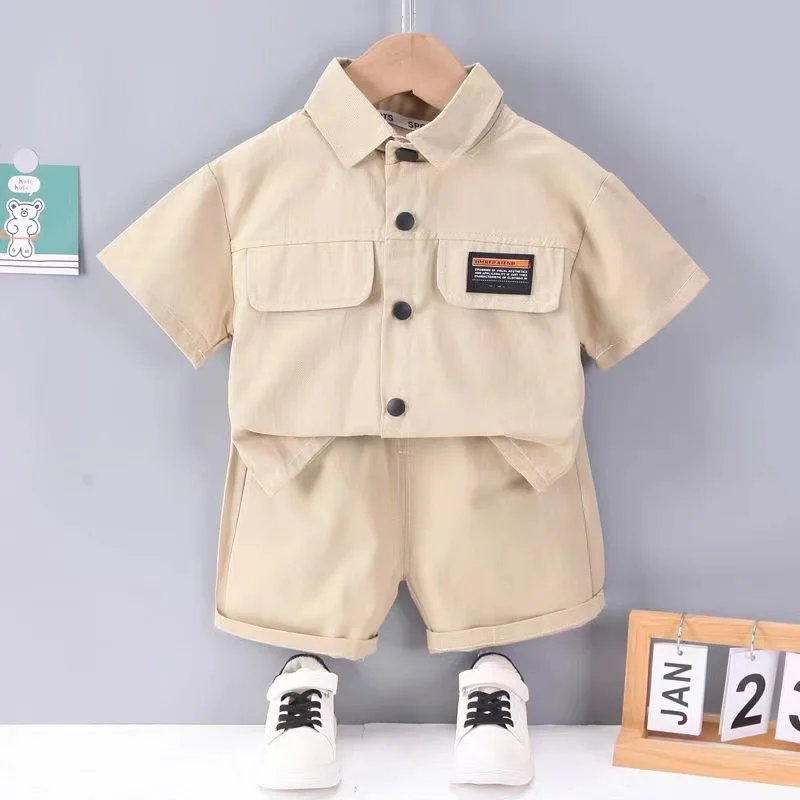 

2024 Summer Boys Clothing Sets Short-sleeved Shirts+shorts Sports Suit for Kids Cargo Pants Toddler Tracksuits 1-5 Years