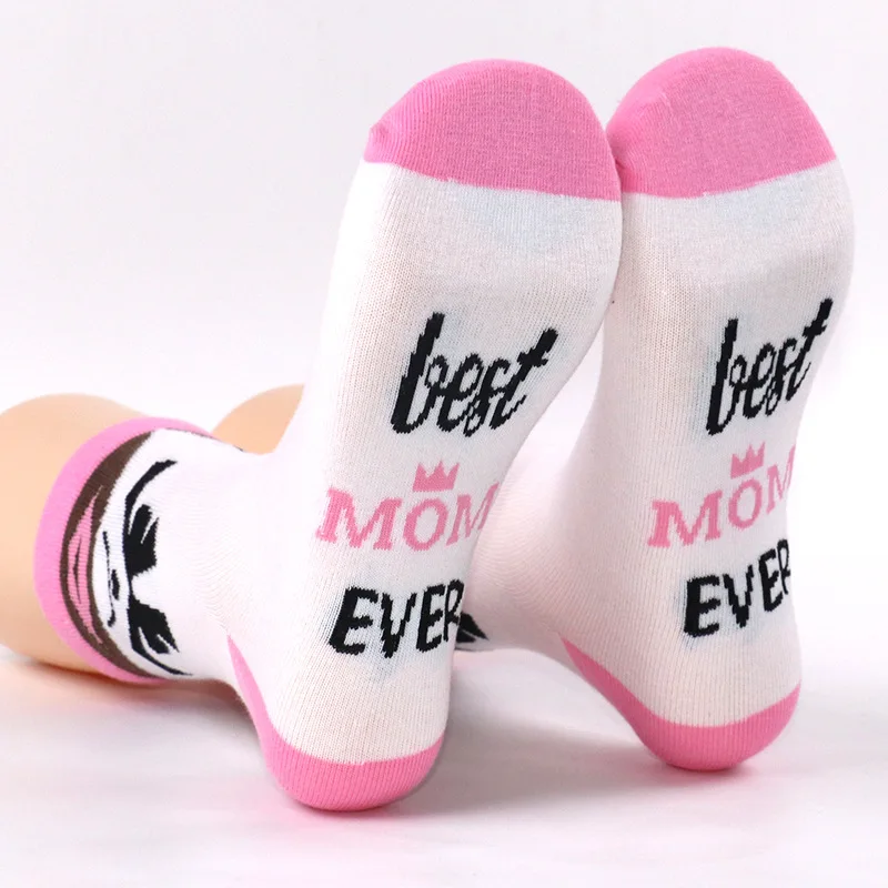 Cross-Border Popular Mid-Calf Cotton Socks Mother's Day Series Gift Soles Letter Jacquard Casual Sports Socks