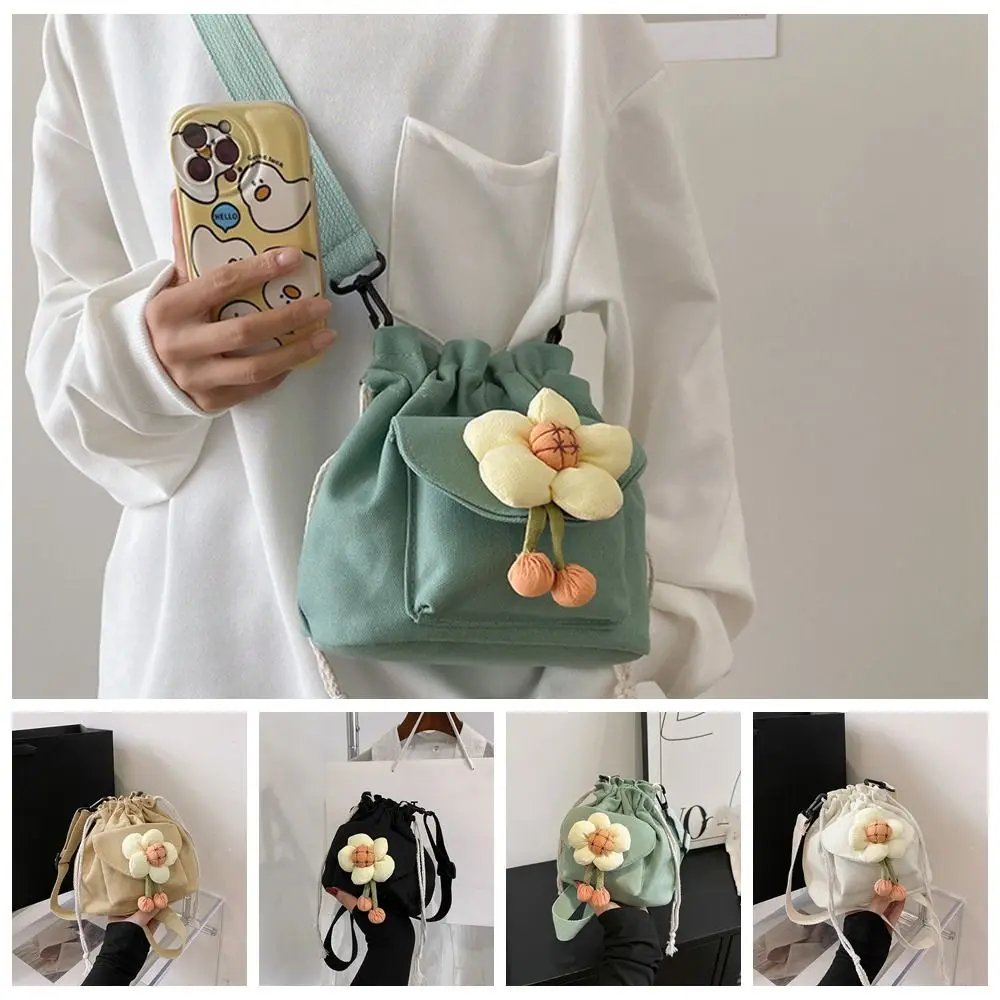 Bolso cruzado con flores para mujer, bandolera de lona con cordón, bolso de maquillaje de gran capacidad