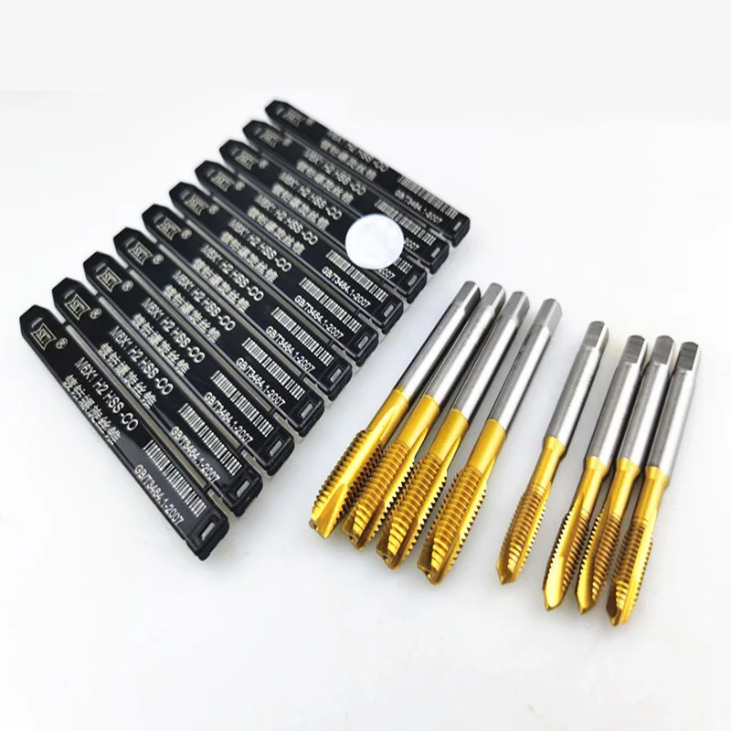 Cobalt Screw Thread Tap Drill Bit Spiral Pointed Flute Metric M2-M30 HSSCO Titanium Coated Machine Tap For Stainless Steel Metal