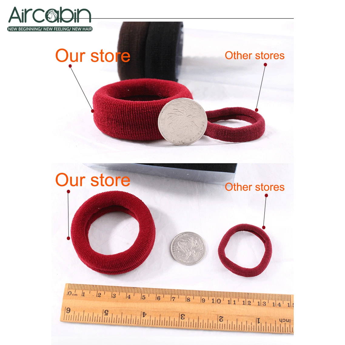 Aircabin Rubber Band Soft Elastic Hair Band for Scrunchie Ponytail Hair Tie High Elasticity Thickened&Widened Headrope&Hair Loop