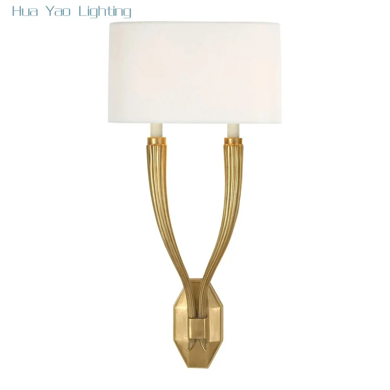 Double Sconce copper living room wall lamp French bedroom villa lobby corridor staircase minimalist entrance bedside