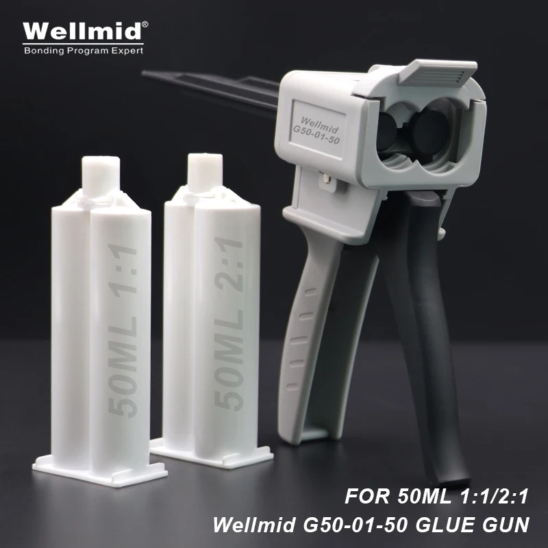 

50ml 1:1 1:2 Epoxy Adhesives Dispensing Gun 2K Kit Portable Double tube Mixing Dispenser loctite ARALDITE Cartridge AB Glue Gun