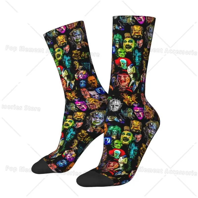 Horror Film Baddies Legends Mens Crew Socks Unisex Cute 3D Printed Chucky Jason Dress Socks