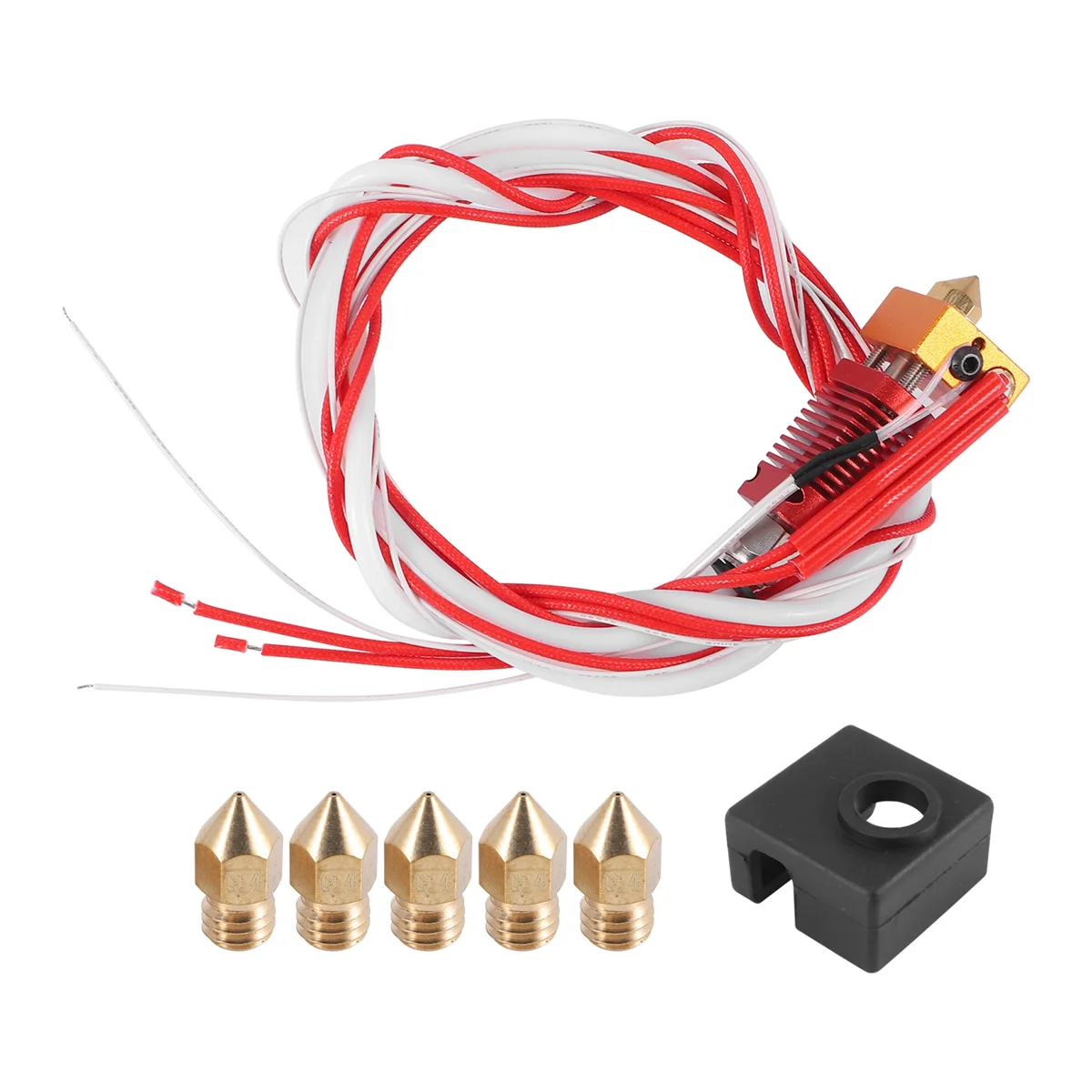 3D Printer Extruder Assembled Mk8 Hot End Kit For 3 / 3 Pro With Aluminum Heating Block, 1.75Mm, 0.4Mm Nozzle