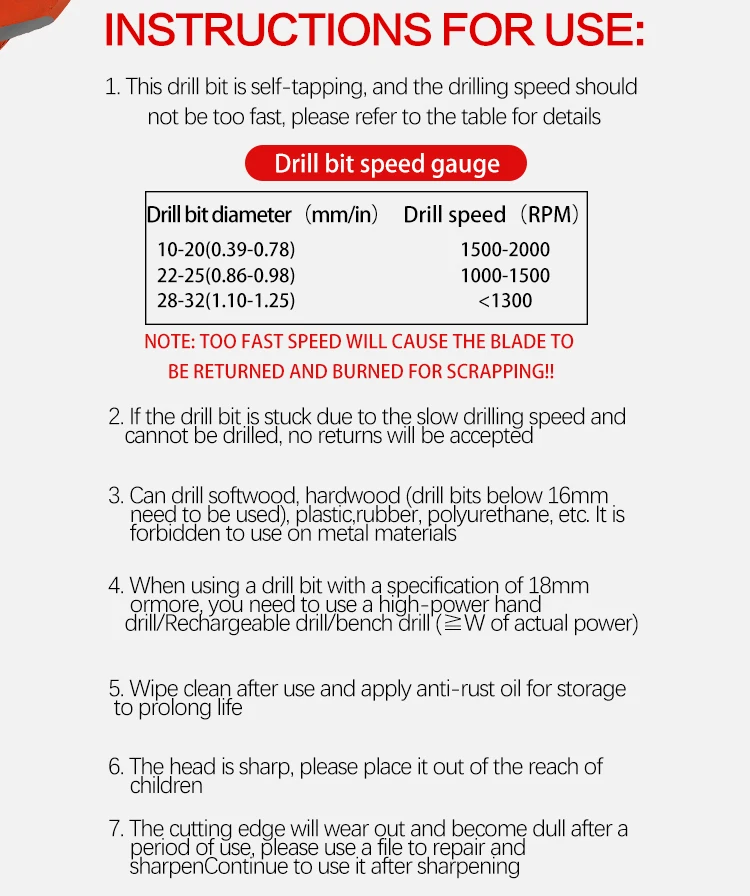 10-35mm Holzbearbeitungs-Spiralbohrer-Set, langer Vierschlitz-Vierklingen-Holzbearbeitungswerkzeug, Lochöffner für Türschlösser, Holzschlitzwerkzeuge – Detail 11