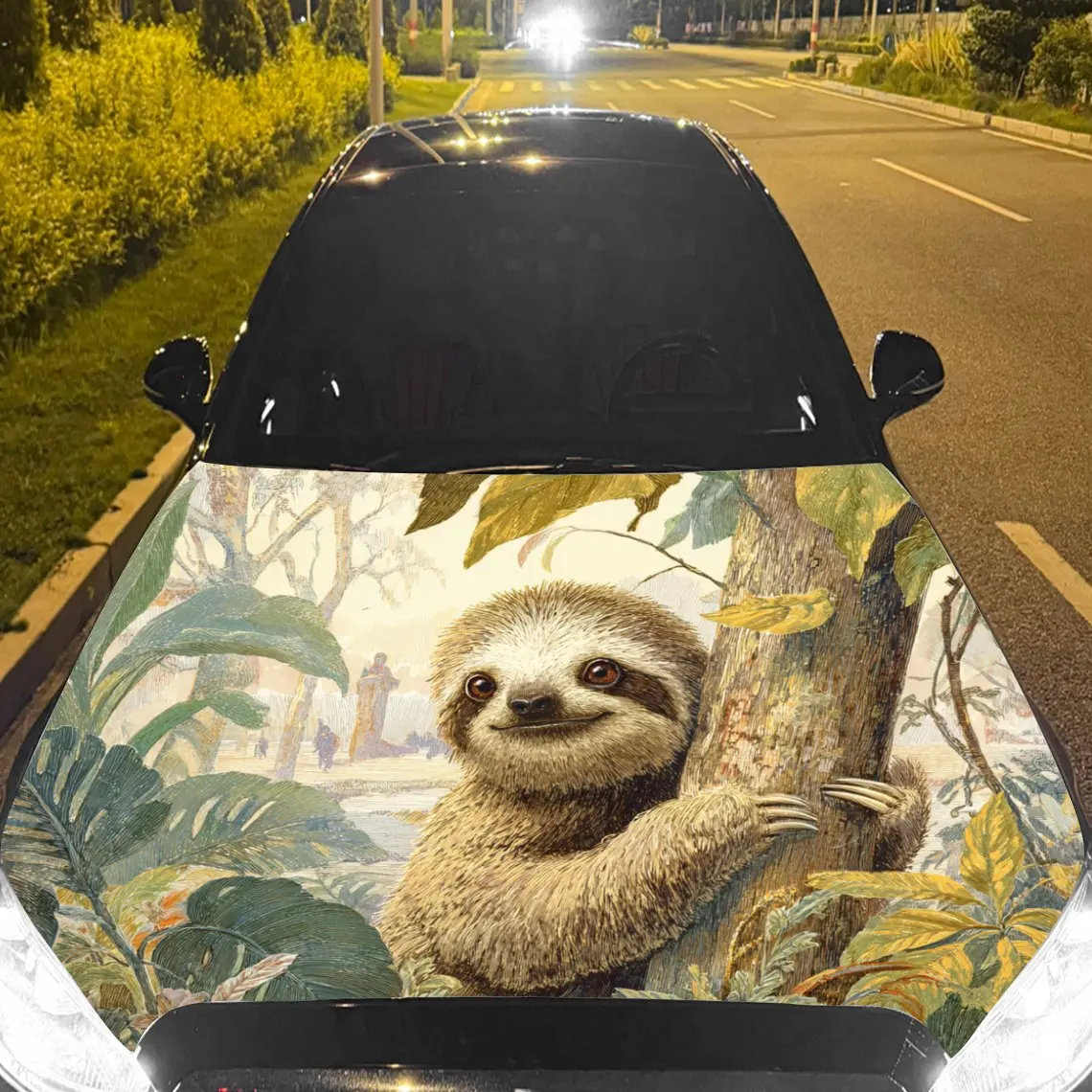 

Car Decals Sloth in Tropical Jungle Car Hood Sticker, Waterproof Self - Adhesive Vinyl Graphics Decals, Decorative Protective &