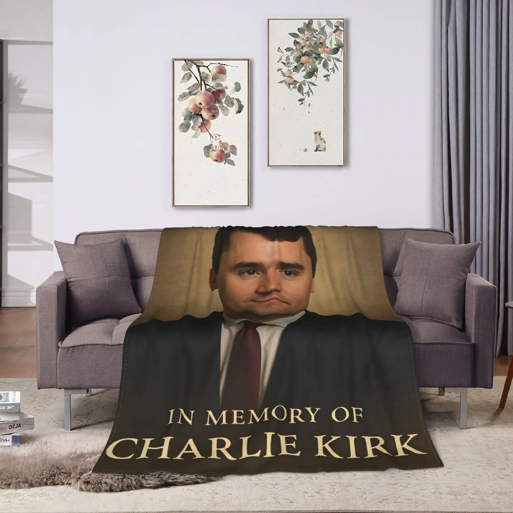 في ذكرى تشارلي كيرك البطانيات الملائكية الدافئة لينة أفخم رمي بطانية للفتيات الفتيان غرفة المعيشة الفانيلا المفرش #2