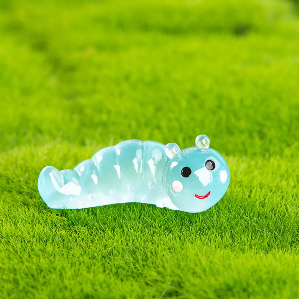 60Pcs Luminous Caterpillar Decoration Cartoon Resin Desktop Micro Landscape Miniature Decor Office Garden Adornments