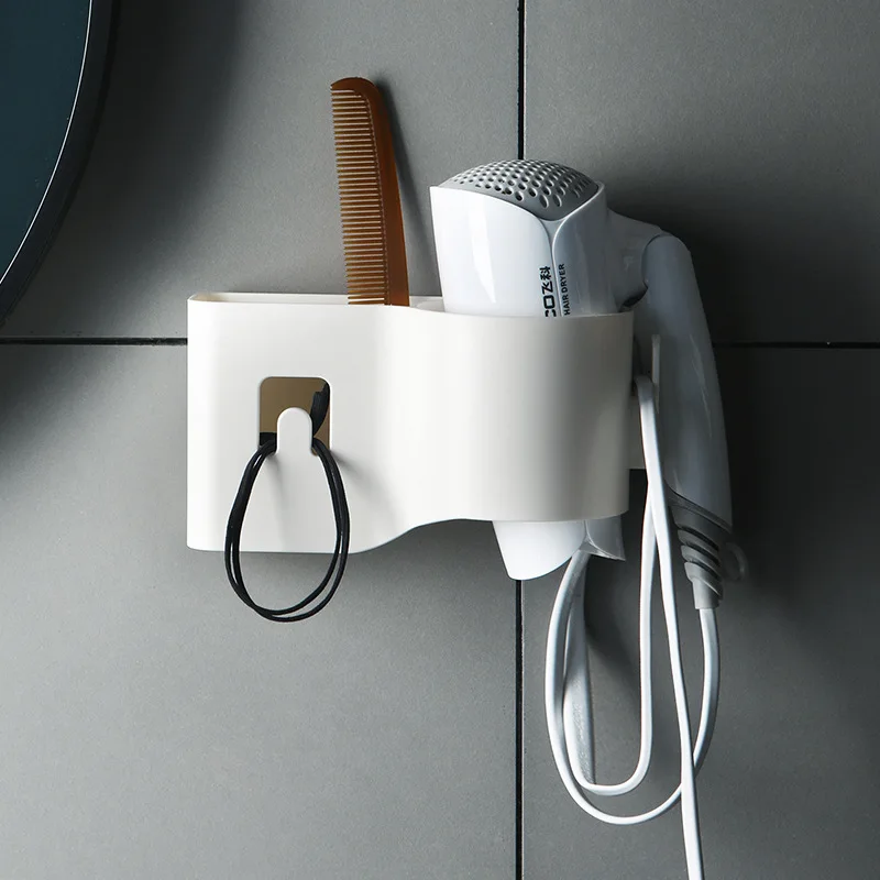 

Hair Dryer Storage Rack Non Perforated Wall Mounted Toilet Hair Dryer Hanger Household Air Duct Storage Rack Toilet Storage