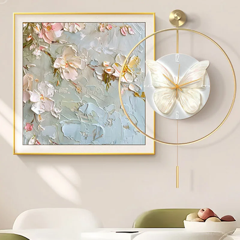 Aesthetic Art Mural Clock Wall Korean Interior Cute Fashion Creative Design Wall Watch Modern Luxury Wanduhr Home Decoration
