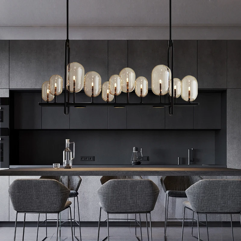 

Современный стеклянный подвесной светильник в стиле ретро, кухонные светильники, подвесная свеча, ресторан, бар, кофейня, промышленный светильник, домашний декор