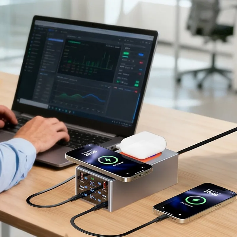 Wireless charging intelligent multi-port charger usb mobile phone computer fast charging high power multi-port super