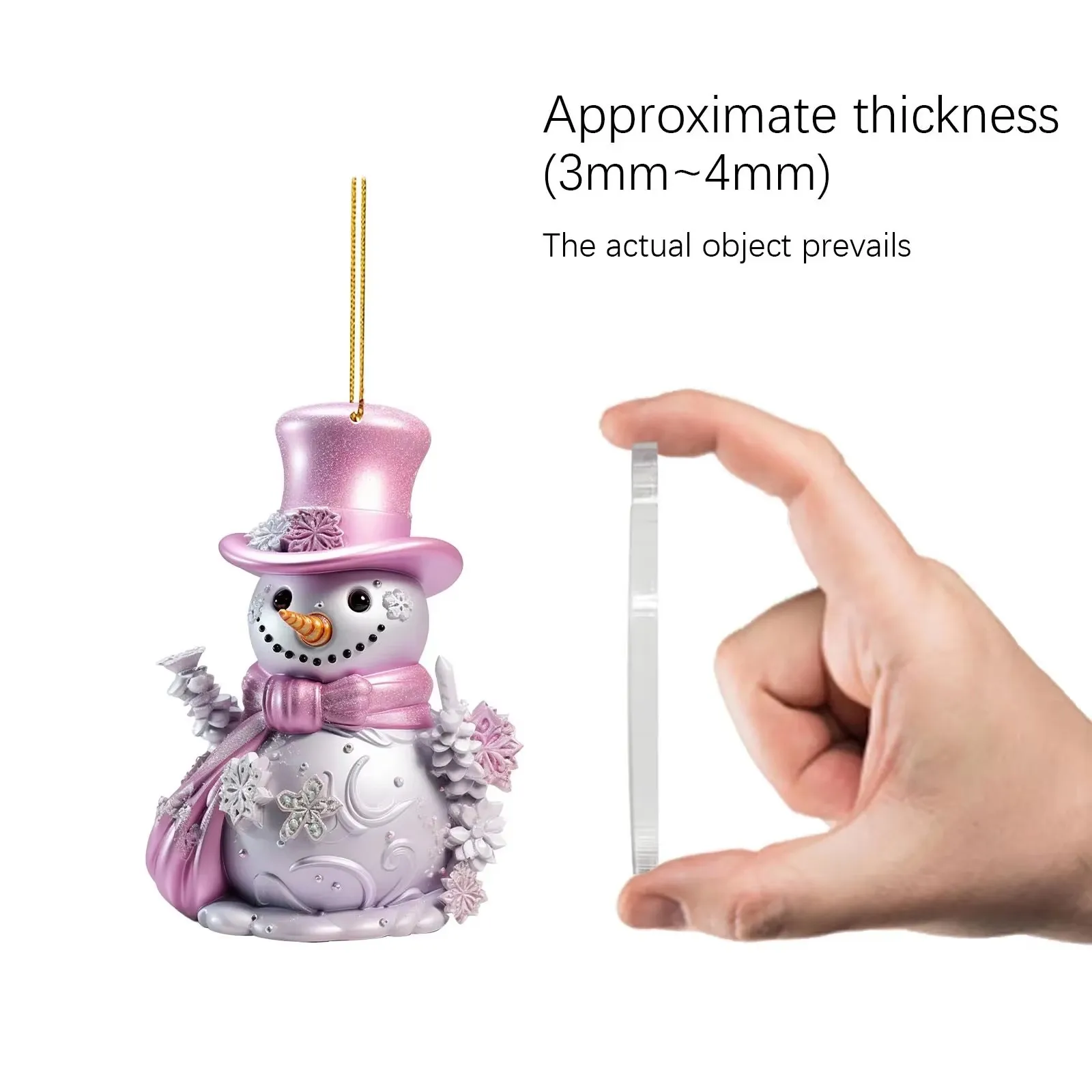 Christmas Tree Pink Decorations Flat 2D Acrylic Snowman Hanging Pendants Home 2025 Xmas 2026 New Year Eve Decoracions New In