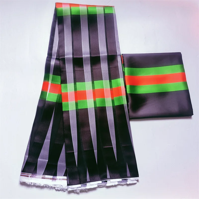 2020 Hot Sale African Printed Organza ribbon Fabric thick Ribbon fabric silk fabric for Garment Material 6 yards ! P10608